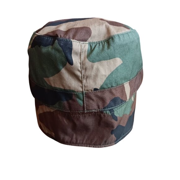 Vintage Woodland Camouflage Cotton/Nylon Military Cap Size 6 3/4 With Ear Flaps - Picture 3 of 8